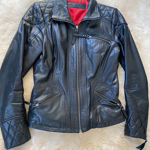 BLACK LEATHER MOTO JACKET - Picture 4 of 10